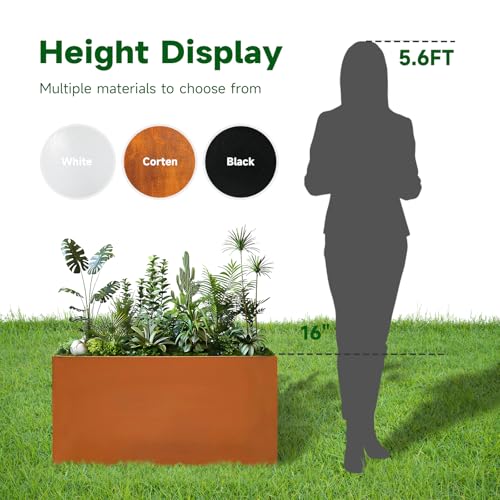 Corten Steel Planter Box 32" L x 12" W x 16" H Rectangular Outdoor Planter