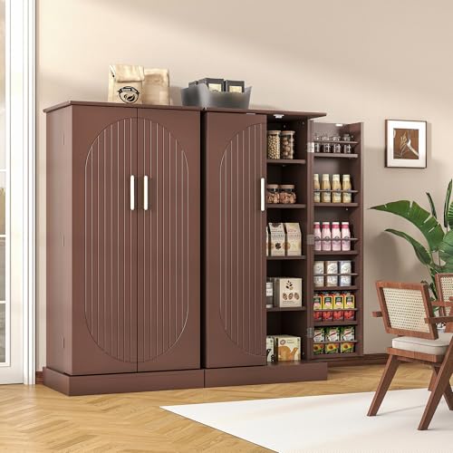 47" Kitchen Pantry Cabinet with Doors and Adjustable Shelves