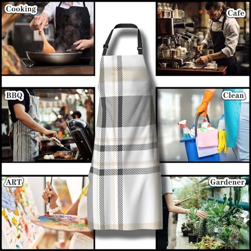 Makeup Apron for Women Plaid Texture Funny Aprons for Men for Kitchen Cooking Restaurant BBQ Painting Crafting Gardening 27”