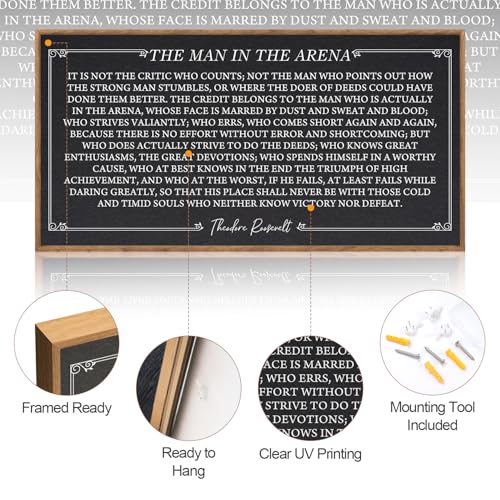 The Man In The Arena Framed Canvas Wall Art 40x20 Inch