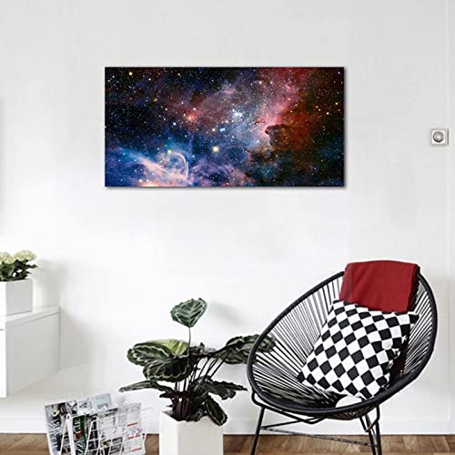 Canvas Wall Art Galaxy Nebula Starry Cosmic Painting Pictures Panoramic Canvas Arotwork Universe Stars Outer Space Wall Art for Home Office Decoration Framed Ready to Hang 20" x 40"