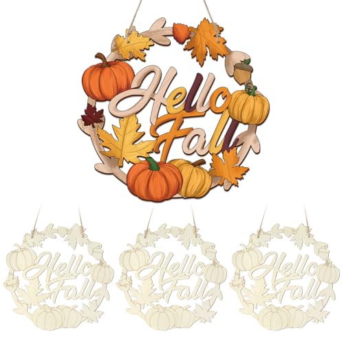 Unfinished Fall Wreaths Wood Crafts to Paint Set of 3 (3 Count)