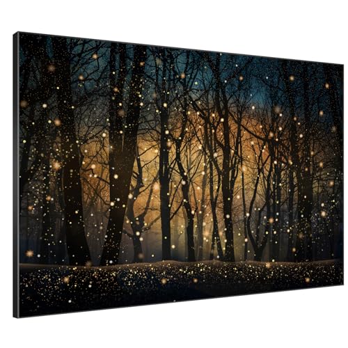 46"x60" Extra Large Framed Wall Art Magical Firefly Night Forest