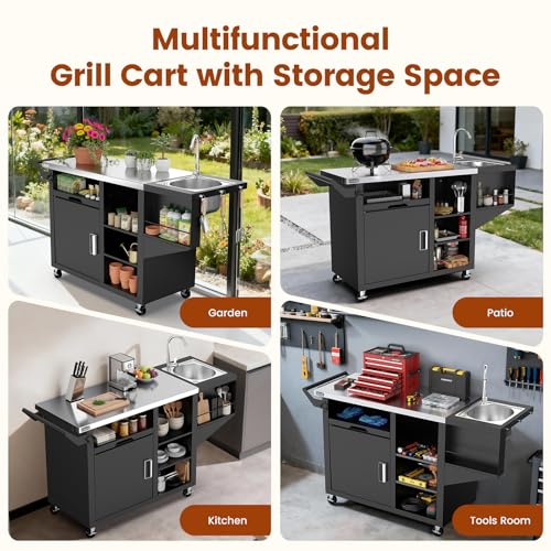 Outdoor Grill Cart on Wheel