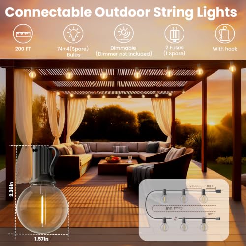 Outdoor String Lights 200 FT (200 Foot)