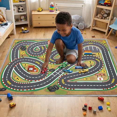 Kids Rug Playmat City Life Playroom Rug Activity Mat for Kids Toy Car Kids Carpet for Playroom Living Room