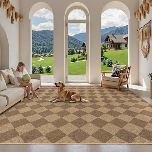 Checkered Easy Jute Dining Room Rug