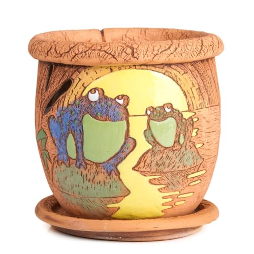 Ceramic Pot with Drainage Hole and Saucer