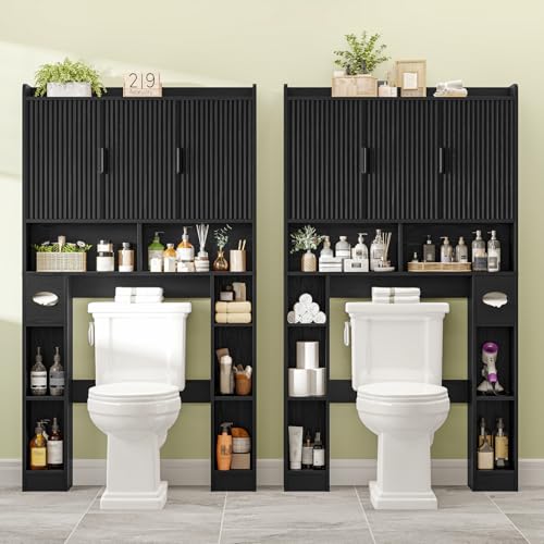 Over The Toilet Cabinet with 3 Fluted Doors &Adjustable Shelf
