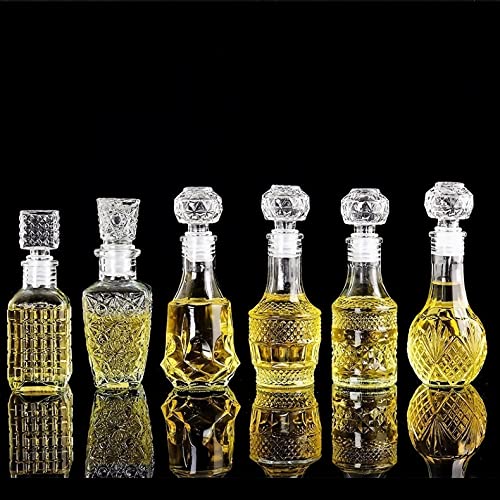 AlifordGlass Mini Glass Bottles with 6 Different Shapes Can be Used for Self (6 Count)