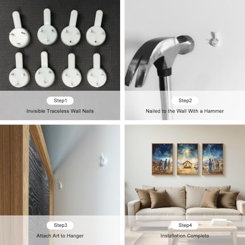 Large Bible Christian Religious Framed Canvas Wall Art Set
