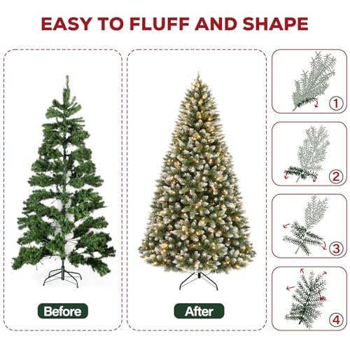 7.5 ft Partially Flocked Christmas Tree with 1