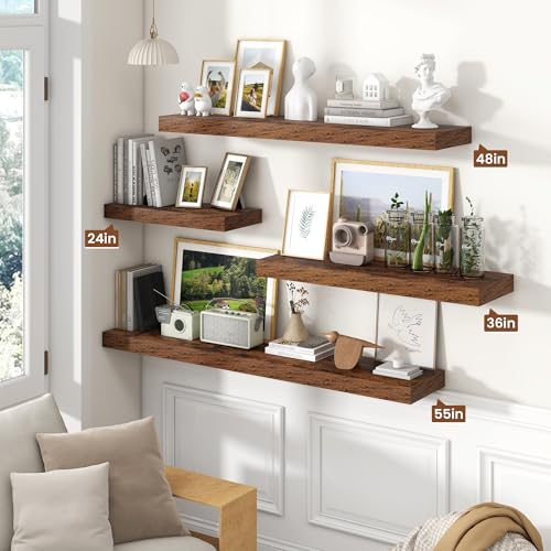 Floating Shelves 35.7" W x 10.3" D Brown Set of 1