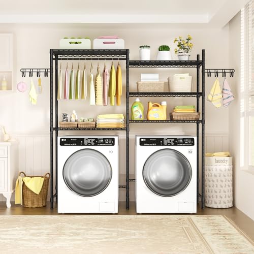 65.3"W x 13.4"D x 77.5"H Clothes Drying Rack Over Washer Dryer Shelves