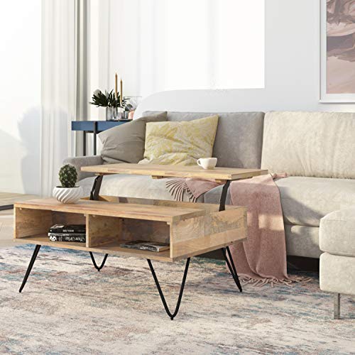 Hunter 36" Wide Solid Mango Wood Coffee Table in Natural