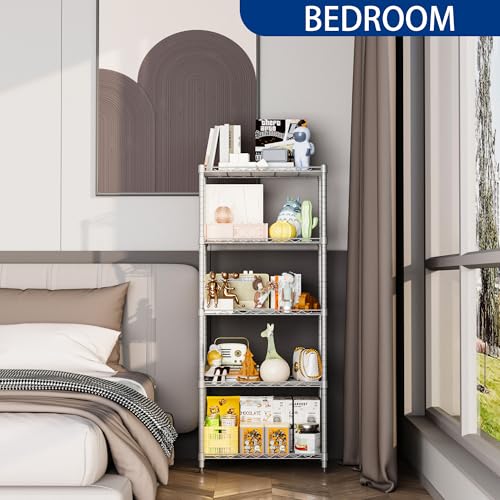5 Wire Shelving Metal Storage Rack Adjustable Shelves