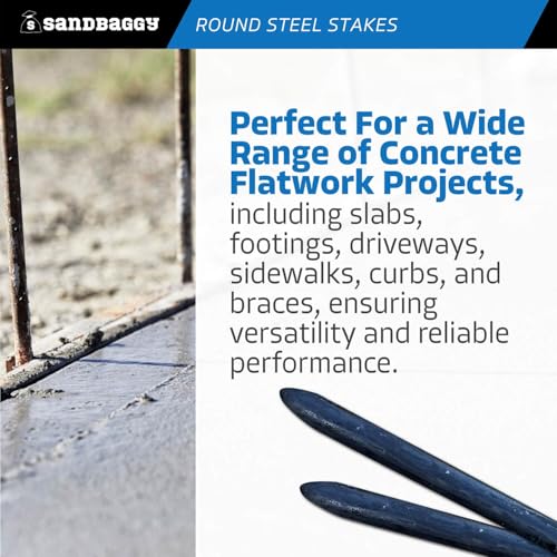 18 Inch Round Steel Concrete Form Stakes with Nail Holes (100 Count)