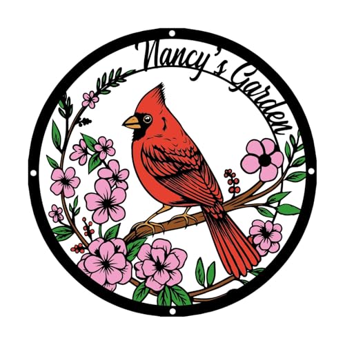 Personalized 12in Name Garden Cardinal Metal Signs with Stake