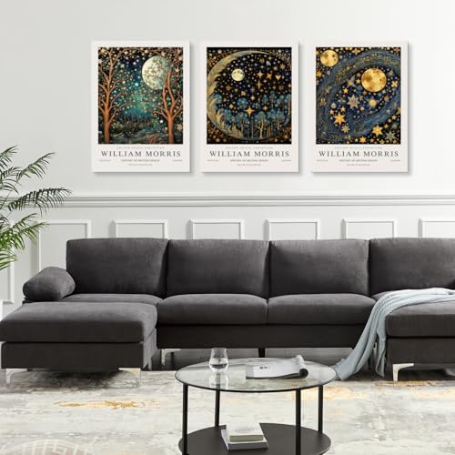 Wrapped Canvas William Morris Moon Star Wall Art Set of 3 (3 Count)