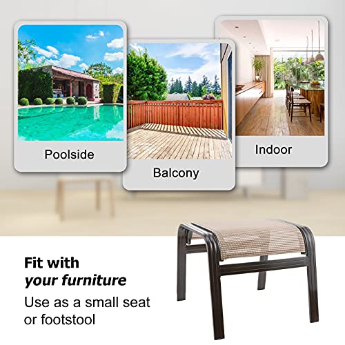 Outdoor Patio Footstools Aluminum Outdoor Ottomans Footrest Small Seating Wicker Furniture Patio Ottoman 2 Pieces Brown (2 Count)