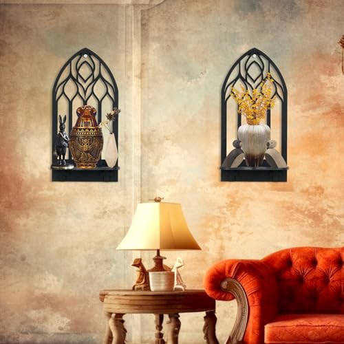 Wooden Gothic Candle Sconces Wall Decor Set of 2 (2 Count)