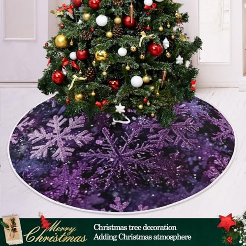 Christmas Purple Snowflake Party Tree Skirt