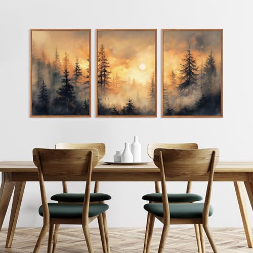 Nature Forest Sunset Framed Canvas Wall Art