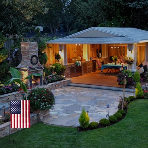 Garden Flag Stand with American Flag Garden Flag Metal Yard Flag Holder Pole Stake Small Flag Stands for Garden Flags 12 x 18 with Clips and Stopper