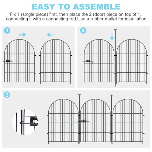Tall Garden Fence with Gate 40 in
