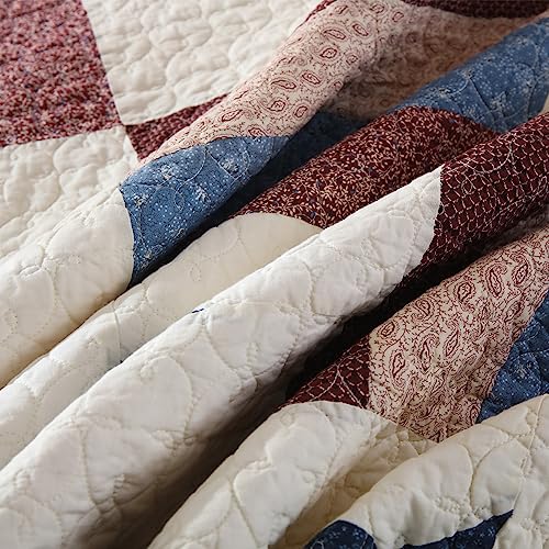 Cotton Bedding Quilt Sets 3 Pieces Reversible Coverlet Sets All Season Boys Real Patchwork Bedspread