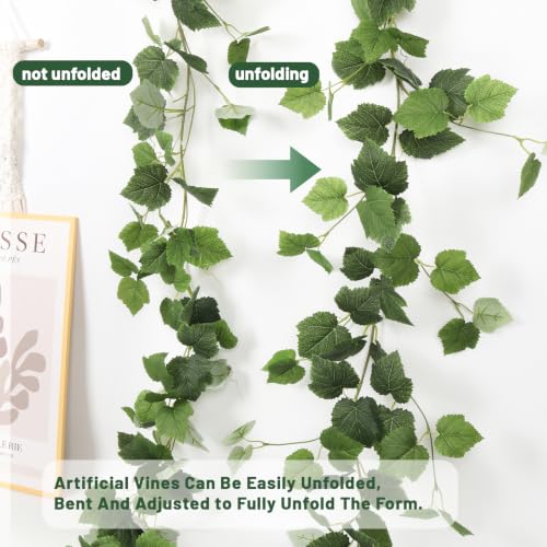 3Pcs Fake Vines Artificial Grape Leaves Ivy Greenery Garland 5.9FT (3 Count)