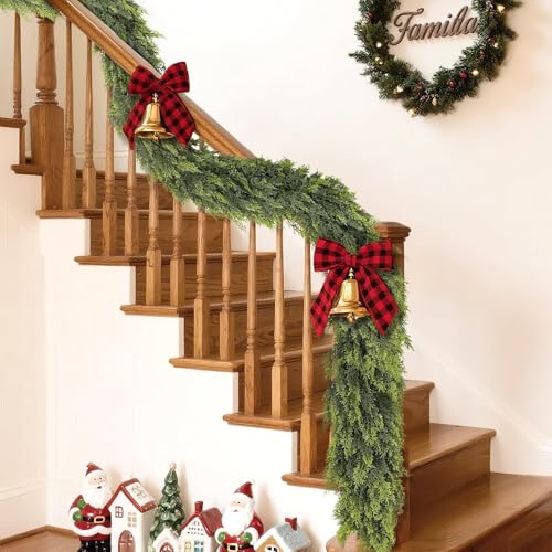 1PCS 6FT Lifelike Touch Artificial Cedar Garland for Mantle Christmas Decor