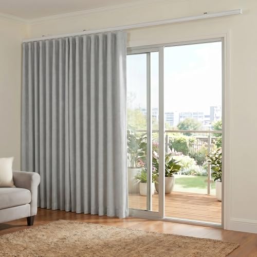Room Divider Curtains Blackout Floor to Ceiling Curtain with Hook Wall Mount Sliding Door Curtains Ceiling Mount Extra Wide Curtain Wall Divider for Room Separation