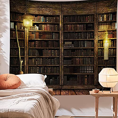 Vintage Bookshelf Tapestry Wall Hanging
