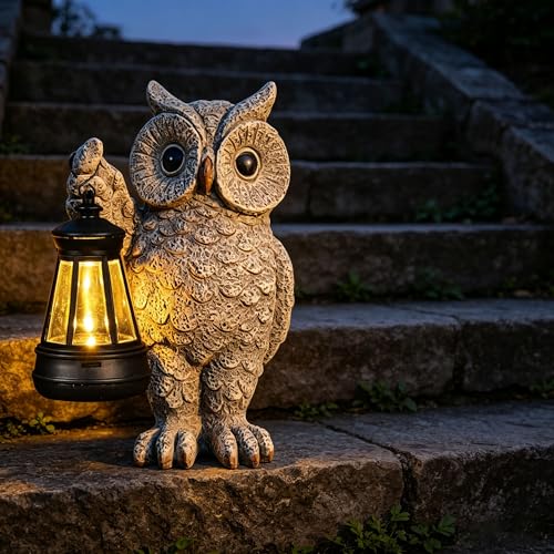 Solar Owl Garden Statue with LED Lantern