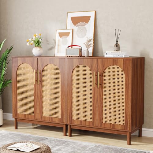 Set of 2 Rattan Sideboard Buffet with Storage (2 Count)