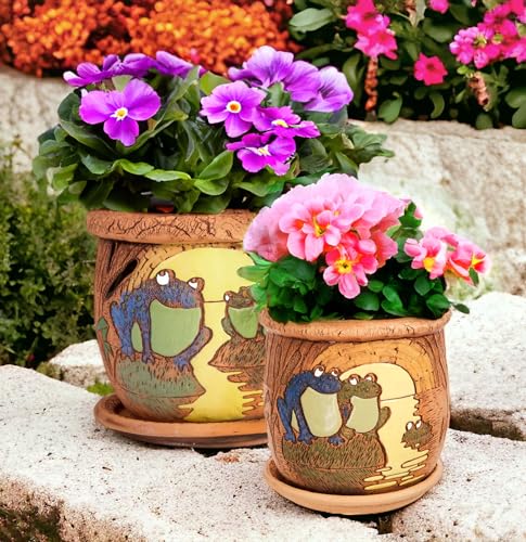 Ceramic Pot with Drainage Hole and Saucer