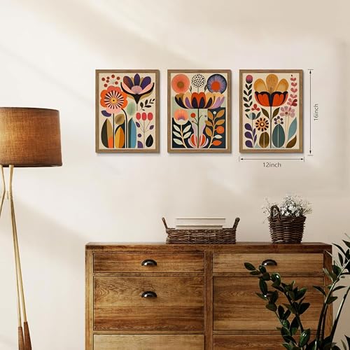 Framed Colorful Floral Wall Art Set of 3 (3 Count)