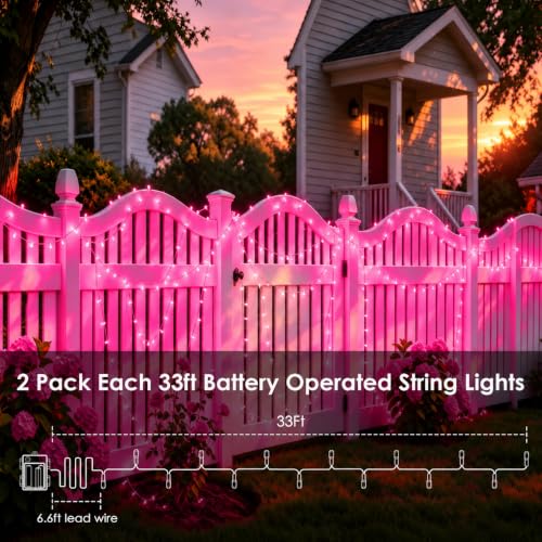 2 Pack 200 LED Battery Operated String Lights