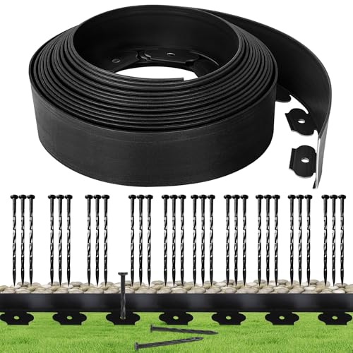 Landscape Edging Borders 33FT Extra Tall 4IN Outdoor Edging Borders Plastic Flexible with 30pcs Stakes
