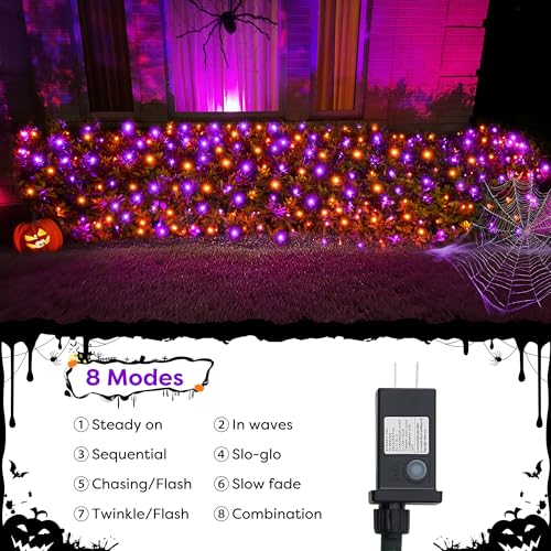Halloween Lights Outdoor 360LED 11.5ft x 6.9ft Halloween Net Lights with 8 Modes