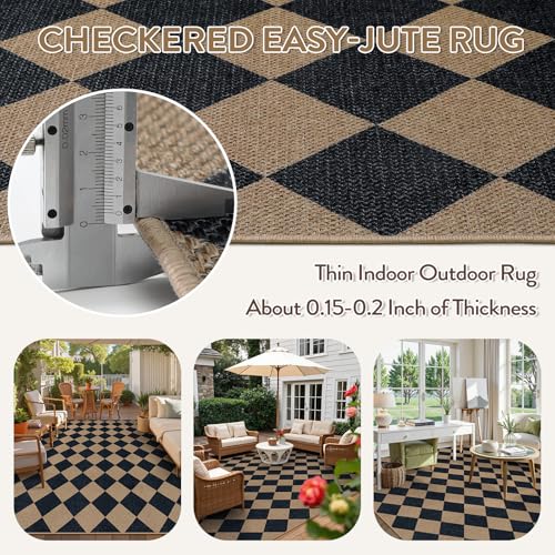 Checkered Easy Jute Living Room Rug (80 Sq Ft)