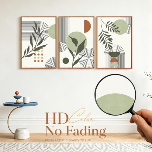 KAlRNE Sage Green Wall Art Abstract Leaves Boho Wall Decor Set (3 Count)