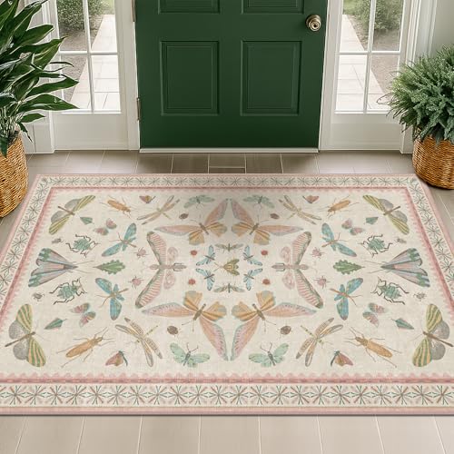 3x5 Flower Area Rug for Girls Bedroom (15 Sq Ft)