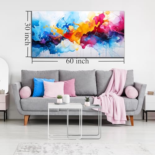 Colorful Abstract Canvas Wall Art for Living Room Bedroom Home Office Modern Wall Decor Blue Orange Pink Gray Abstract Picture Ready to Hang Size 30x60