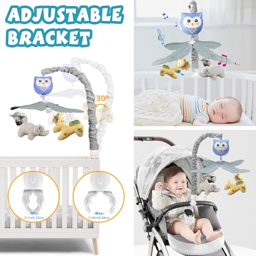 Baby Crib Mobile with Music Lights Projector and Remote Control Blue