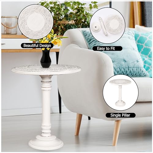 Lightnpro Carved Round Pillar End Table