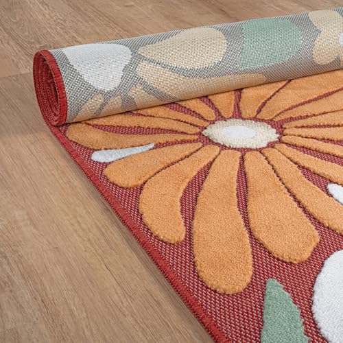 Outdoor Rug 8x10 Modern Floral Tropical Area Rugs for Outdoor and Indoor Patio Easy to Clean Non Shedding Living Room Porch Garden Washable Outside Carpet (80 Sq Ft)