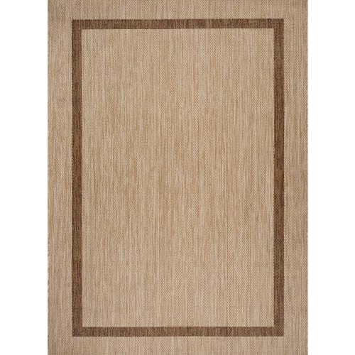 Bordered Outdoor Rug 10x14 Washable Outside Carpet for Indoor Patio Porch Waterproof Easy Cleaning Non Shedding Area Rugs Jute Beige
