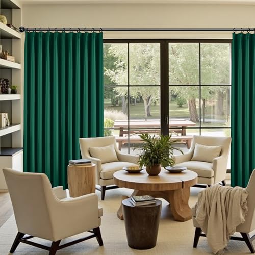 Dark Hunter Green Pleated Curtains 120 Inches Long 10 Feet Tall